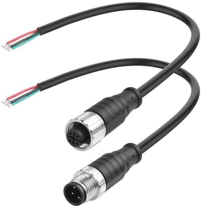M12-stekker luchtvaartsensor en bedradingskabel - 25 cm, IP67, waterdichte industriële cirkelconnector