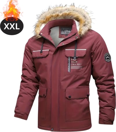 Livano Winterjas - Parka - Heren - Winter - Jas - Volwassen - Stijlvol - Met Capuchon - Gewatteerde Jas - Rood - XXL