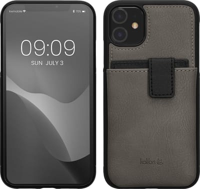 kalibri hoesje geschikt voor Apple iPhone 11 - Back cover van imitatieleer met pasjeshouder