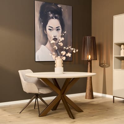 StarFurn Eettafel Madison - Rond Zandkleur Hout - 130x130x76cm