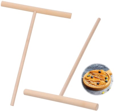 Dailygoods- Pannenkoekendeler T-vorm - 2 Stuks - Houten Spatel - Deegverdeler - Ergonomisch Ontwerp - Hoogwaardig Beukenhout