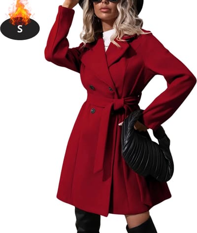 Livano Mantel Dames - Tussenmantel - Jas - Mantelpakje - Trenchcoat - Overjas - Overcoat - Winter - Rood - S