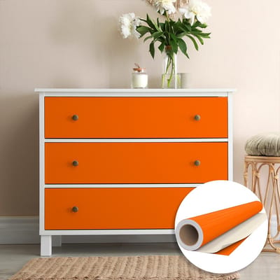 Waterdichte zelfklevende vinylsticker op rol per meter - Afwasbare sticker voor keuken, meubels, kasten, deuren - 60 cm x 5 m - Oranje