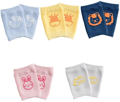 5 Pairs Baby Knee Pads for Crawling,Baby Toddler Non-Slip Cotton Knee Pads,Adjustable Leg Warmers Protect,0-24 Months Baby Unisex (#1), #1