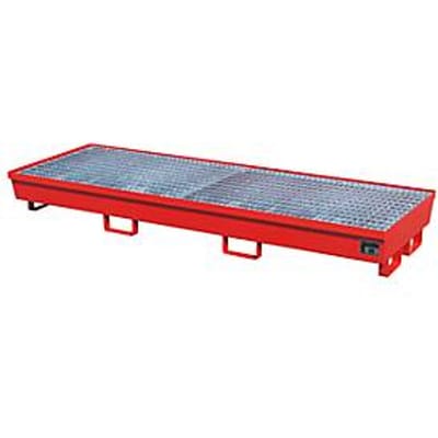 BAUER AM-4/B opvangbak, met rooster, staal, 233 l, B 2400 x D 800 x H 285 mm, rood