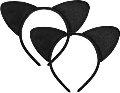 Kattenoren Hoofdband 2 Stuks - Zwarte Hoofdband - Party Accessoires - Halloween/Kostuum - Geschikt voor Volwassenen - Verstelbare Diameter 11 cm - Feesthoed