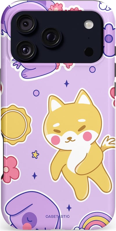 Casetastic hoesje geschikt voor Apple iPhone 17 Pro Max - MagSafe - Dubbellaagse bescherming - Knuffelvriendjes - Fashion Case - Geel Lila Lavendel