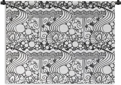 Wandkleed - Wanddoek - Patronen - Abstract - Line Art - Zwart Wit - 120x90 cm - Wandtapijt