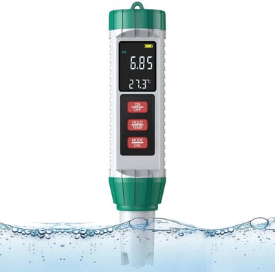 Zeer nauwkeurige pH-meter (±0,01), 5-in-1 pH/TDS/EC/zoutgehalte/thermometer, zeer nauwkeurige pH-meter voor zwembaden met verlicht LED-display en temperatuurcompensatiefunctie, geschikt voor drinkwater en aquaria.