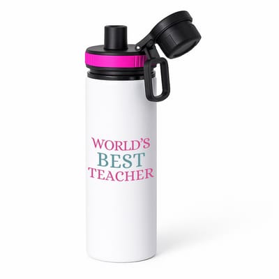 Hacebo® - World's best teacher waterfles met draaidop roze - Juf - beste juf - school - verjaardagscadeau - afscheidscadeau - kado - water fles - 850ML
