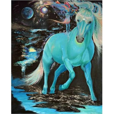 Peinture diamant 5D à faire soi-même, motif fée licorne, broderie complète au point de croix 20X30CM blue