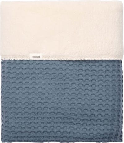 Koeka wiegdeken wafel/teddy Oslo - bluestone - 75x100
