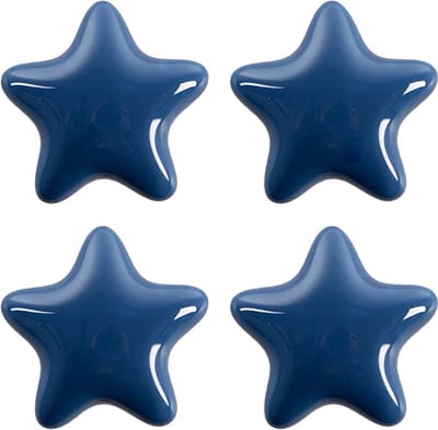 Clayre & Eef Deurknop Set van 4 Ster Ø 4 cm Blauw Keramiek