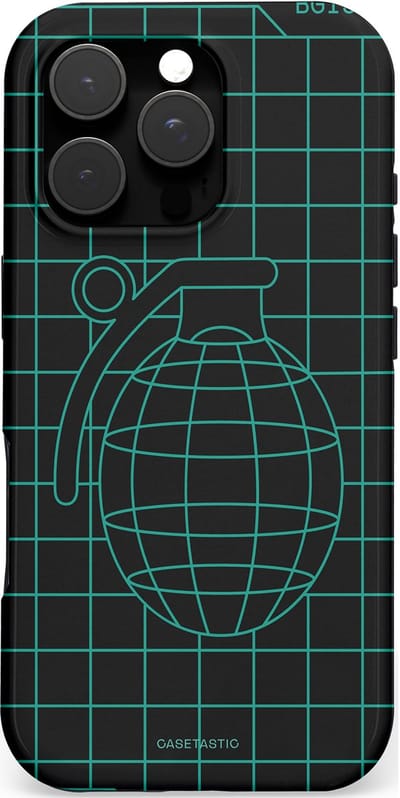 Casetastic hoesje geschikt voor Apple iPhone 16 Pro - MagSafe - Dubbellaagse bescherming - Retro bom - Fashion Case - Zwart Petrol