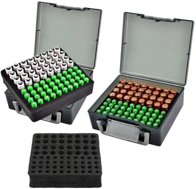 Batterij Opbergdoos - Batterijhouder Organizer - Batterijen Sorteren - Schokbestendig Kunststof - 72 Vakken - Transparant