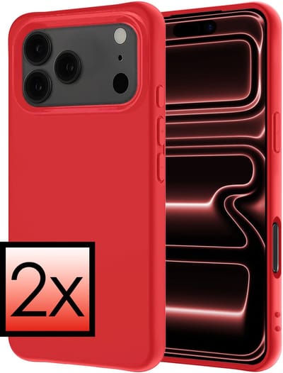 Hoesje - 2 Stuks - Geschikt voor Apple iPhone 17 Pro - Sterk & Shockproof - Case Siliconen - Back Cover - Telefoon Hoes - Rood