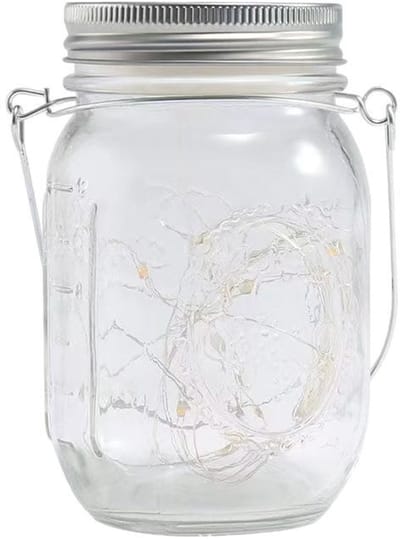 Oneay Solar Mason Jar Lid Lights, 1 stuks 20 LED waterdichte lichtslinger met feeën-, sterren- en vuurvliegjeseffect voor potdeksels, terras, tuin, gazon, feest, bruiloft, kerstdecoratie (potten en hangers niet inbegrepen)
