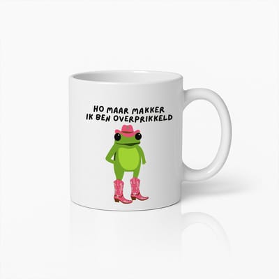 Grappige Kikker Koffiemok – 'Ho Maar Makker, Ik Ben Overprikkeld' – Schattig en Humoristisch Cadeau Voor Gevoelige Zielen