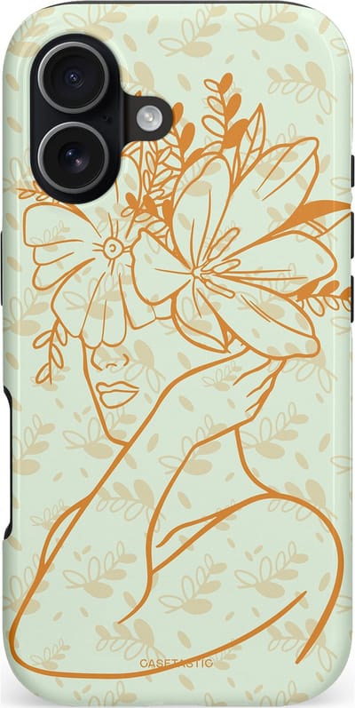 Casetastic hoesje geschikt voor Apple iPhone 17 - MagSafe - Dubbellaagse bescherming - Minimal Bloom - Fashion Case - Crème Lichtgrijs