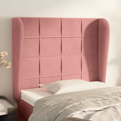 vidaXL - Hoofdbord - met - randen - 93x23x118/128 - cm - fluweel - roze