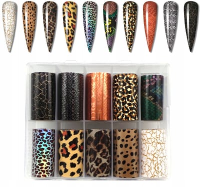 Frezarkowo - Transferfolie Set - 10 Rollen - 100cm x 4cm - Dierenprints, Panter, Slangenhuid, Marmer