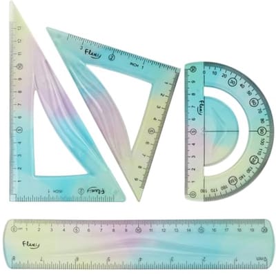 Geografische meetset met flexibele linialen - 4 stuks, ideaal tekengereedschap voor scholen en thuis