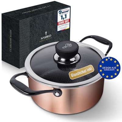 Kookpan 20 cm van koper met keramische coating – Geschikt voor gas-, keramische- en inductiekookplaten