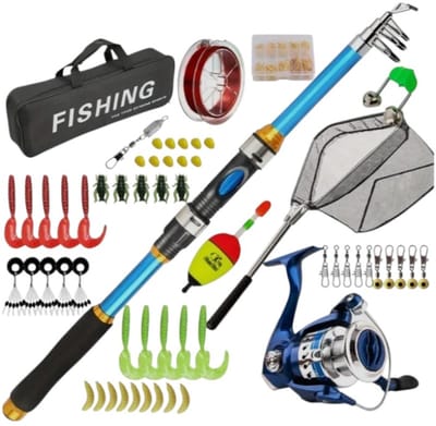 Dutchers® 54-delige Telescopische Vishengel set - Werphengel met molen 240cm - Compleet Visserspakket voor Beginners & Gevorderden - Vissen - Visnet - Visspullen - Hengel voor Roofvissen - Hengelsport - Hengelset