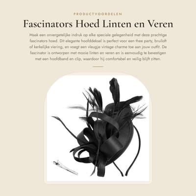 Dailygoods- Fascinator Dames - Vintage Hoofddeksel - Hoed met Linten/Veren - Hoofdband/Clip - Elegante Feestaccessoire - Retro Stijl