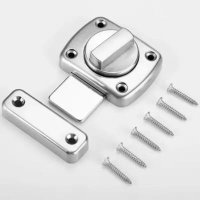 TLVX Sterk Draaislot Zilver incl. Schroeven – Deur Beveiligen – Badkamer – Toilet Vergrendelen – Veilig Poort Slot – Kastdeur – Deursloten – Deurbeslag – Tuindeur – Meubelslot – Schuur – Raam – Kast – Garage Beveiligen – Waterproof
