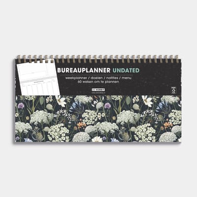 Hobbit - Bureauplanner Undated - 1 week op 1 pagina - Deskplanner - Weekplanner - Harde Kaft - (15 x 27,5 cm) - Weidebloemen