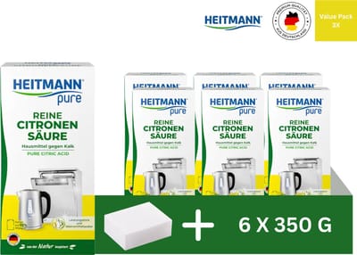 HEITMANN Citroenzuur Poeder – Voordeelverpakking 6 x 350g – Voor Reiniging en Ontkalking