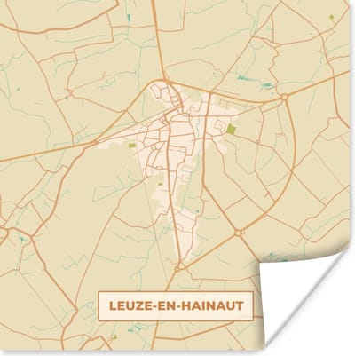 Poster Leuze-en-Hainaut - Kaart - Plattegrond - Stadskaart - Vintage - 100x100 cm XXL
