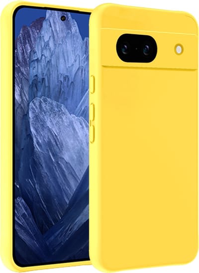 Hoesje - Geschikt voor Google Pixel 8a - Sterk & Shockproof - Siliconen Case - Hoes Cover - Telefoonhoes - Geel