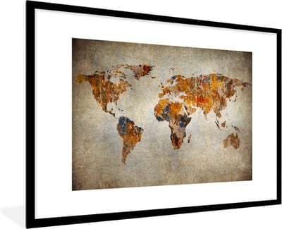 Poster in lijst - Fotolijst 90x60 cm - Posters - Wereldkaart - Vintage - Abstract - Kinderen - Jongens - Meisjes - Posterlijst zwart - Decoratie - Wanddecoratie woonkamer - Muurdecoratie slaapkamer