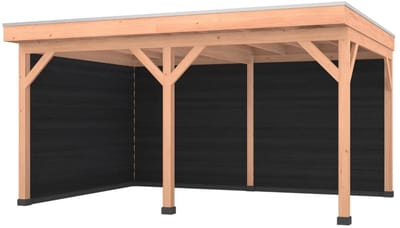 Douglas overkapping, 500 x 350, met achterwand en zijwand, Westwood Comfort Plus Zwart