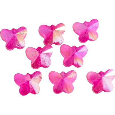Glas geslepen kralen vlinders - Fuchsia