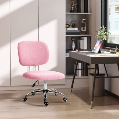 MODFU Bureaustoel - In Hoogte Verstelbaar Zonder Armleuningen - Voor Thuiskantoor - Polyester - Roze - 48 X 53 X 80-90 Cm