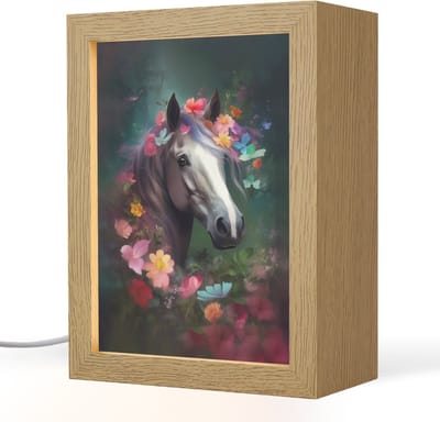 Nachtlampje 15x20 cm - Kinder lampje - Paard - Natuur - Bloemen - Bos - Dieren - Tafellamp kinderkamer - Slaapkamer lamp - Bedlamp kinderen - Kinderlampje stopcontact - Wandlamp babykamer - Nachtlampjes