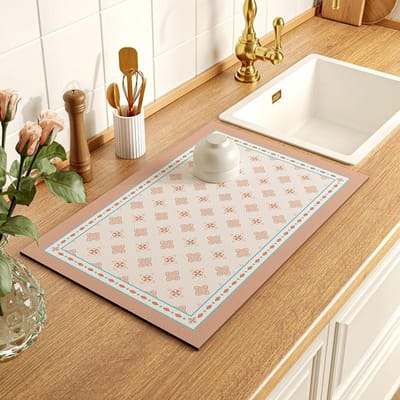 Kleine en Frisse Keuken Aanrecht Mat Huishoudelijke Spoelbak Diatomeeënaarde Waterabsorberende Mat Tafelgerei Kom Borden Anti-slip Snel Koken Mok Onderlegger 30*45cm beige