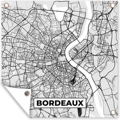 Tuin poster Kaart - Stadskaart - Bordeaux - Plattegrond - Frankrijk - 200x200 cm - Tuindoek
