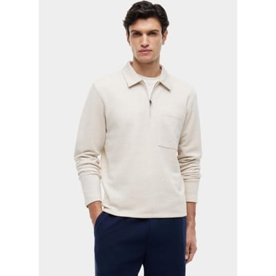 Tommy Hilfiger Essential Terry Quarter-zip Heathered Oatmilk Taglia: M | Maglioni a maglia Outlet | Uomo