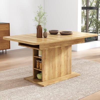 Eettafel - 110-130x70x75 cm - Uitschuifbaar met Opbergruimte - Modern - IJzer - Natuur