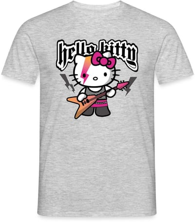 Hello Kitty In Een Rockoutfit Speelt E-gitaar T-Shirt Heren