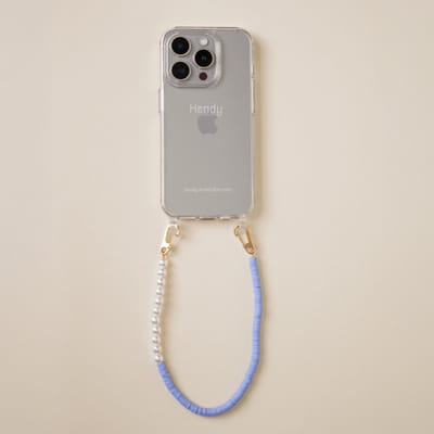 Hendy telefoonhoesje met koord - Pearl Shiny Blue Telefoonketting - iPhone 7 / 8 / SE (2DE GENERATIE)