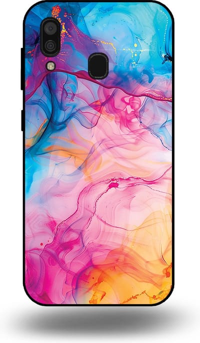 Smartphonica Telefoonhoesje Geschikt voor Samsung Galaxy A30 met Regenboog Acryl Marmer Opdruk - TPU Backcover Case Rainbow Acrylic Marble Design geschikt voor Samsung Galaxy A30