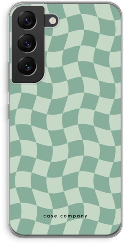 Case Company® - Hoesje geschikt voor Samsung Galaxy S22 hoesje - Grid Groen - Soft Cover Telefoonhoesje - Bescherming aan alle Kanten en Schermrand