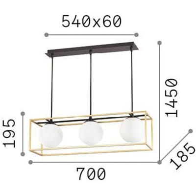 Ideal Lux hanglamp Lingotto, 3-lamps, één kooi, zwart
