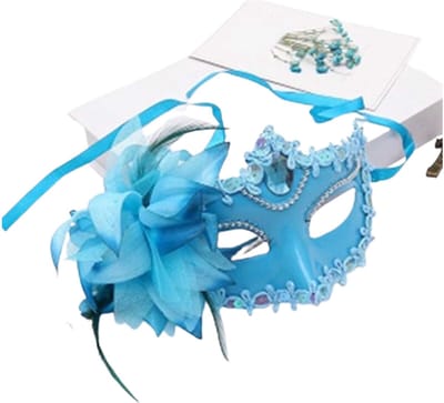 Venetian Masker - Blauw - Veer - Kant - Sexy - Verkleedmasker - Feest - Rollenspel