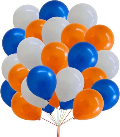 30 stuks ballonnen latex feestballonnen set voor verjaardag bruiloft - wit oranje blauw - 254 cm - decoratie ballonnenpomp